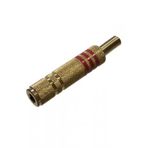 1-155G красный, разъем аудио 6.35мм гнездо стерео металл "позол." на кабель