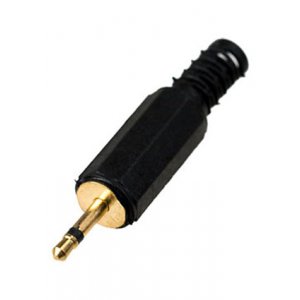 1-000G, штекер аудио 2.5мм моно пластик  на кабель "позолоченный"