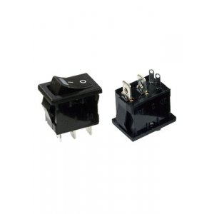 R19A-02IBBBTR-G, переключатель клавишный ON-OFF 250В 6A с красной подсветкой (аналог B100K)