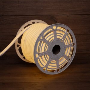 Гибкий неон SMD, форма – D (16х16 мм) теплый белый, супер яркий (120 LED/м), 50 м (c комплектом подключения)