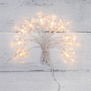 Гирлянда светодиодная «Звездочки» 1,5 м, прозрачный ПВХ, 10 LED, теплый белый,  питание 2 х АА