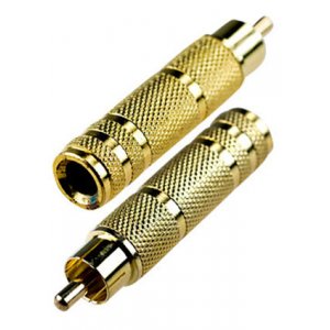 2-254G, переходник RCA штекер - 6.35мм гнездо моно металл "позолоченный"