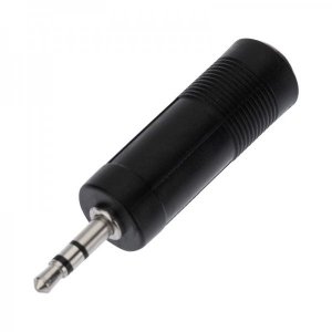 Переходник штекер стерео 3,5 мм - гнездо стерео 6,3 мм,  пластик  REXANT