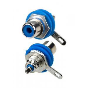 1-291 BL, гнездо RCA металл с изолятором  на корпус синий