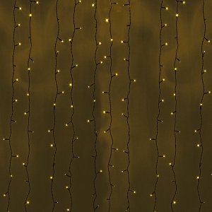 ДОЖДЬ (занавес) 2х3м, черный ПВХ, 760 LED ЖЁЛТЫЕ