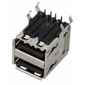 РАЗЪЁМ  гнездо на плату  2хUSB-A  (металл)  (XJY-USB-03)  REXANT