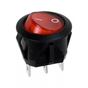 RC95BRBT2-G, переключатель клавишный ON-OFF 250B 10A с красной подсветкой