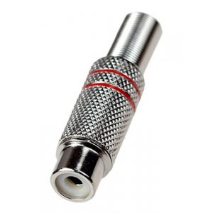 1-209, гнездо RCA металл на кабель пайка красный