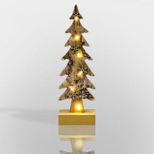 Деревянная фигурка с подсветкой  "Ель со снежинками" 9,5*6*31 см с М2 - 10%