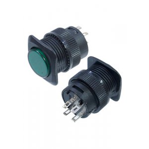 R16-504AD-G Lock, переключатель зеленый с подсветкой с фикс.