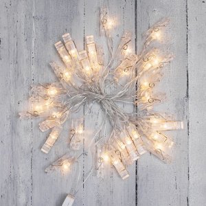 Гирлянда светодиодная «Прищепки» 30 LED, теплый белый, 5 м