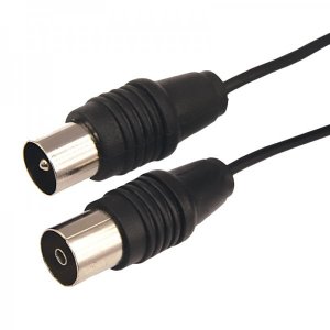 ВЧ кабель, ТВ гнездо - ТВ штекер, длина  3 метра, чeрный (тонкий кабель)  REXANT