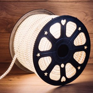 LED Лента 220В, 6.5x15мм, IP67, SMD 3014, 240 LED/м, Теплый белый, 100м, без устан.набора