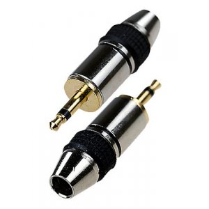 1-062G, штекер аудио 3.5мм  моно металл на кабель d до 5.0мм "позолоченный"