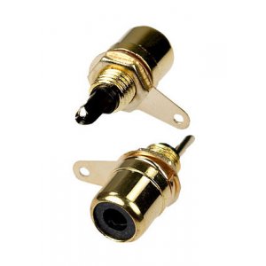 1-290G BLACK, гнездо RCA металл на корпус черный  "позолоченный"