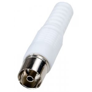 4-003HQ WH, разъем телевизионный "гн" пластик на кабель винтбелый HQ