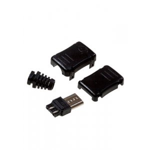 microUSB 5BM, разъем microUSB 3 контакта с прямым пластиковым кожухом черный