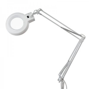 Лупа на струбцине круглая 8D с подсветкой, белая (8066D-1) REXANT