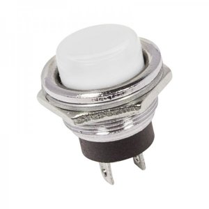 Выключатель-кнопка  металл 250V 2А (2с) (ON)-OFF  Ø16.2  белая  (RWD-306)  REXANT