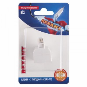 ВЫВОДИМ Rexant Переходник телефонный, (штекер 6Р-4С (RJ-11) -2 гнезда 6Р-4С (RJ-11))