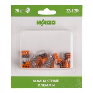 Компактная клемма 3-х проводная, 20 штук (серия 2273-203)