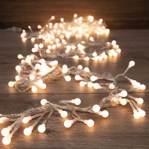 Мишура 3м, прозрачный ПВХ, 288 LED Теплый Белый, соединяется