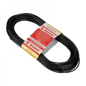 Трос стальной в ПВХ оплетке d= 2,5 мм,  черный ( моток 20 м)  REXANT