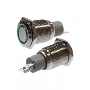 SC-984G d16 12V, Кнопка антивандальная металл 16мм 12В, фикс/подсветка зеленая