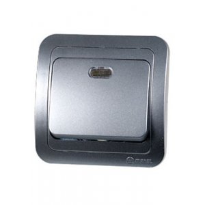 23421 ВЫКЛЮЧАТЕЛЬ  СКРЫТ.УСТ.1 КЛ. С ПОДСВЕТКОЙ (СЕРЕБ.)