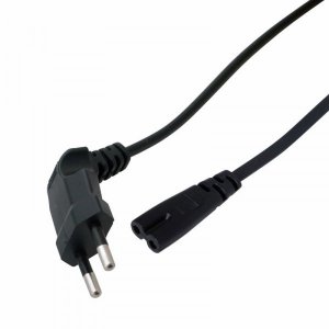 Шнур сетевой, вилка угловая - евро-разъём С7, кабель 2x0,75 мм², длина 1,5 метра (PVC пакет)  REXANT