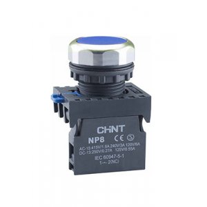 578645, Кнопка управления NP8-10BN/6 без подсветки синяя 1НО IP65