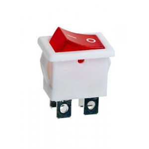 R19-20IWRBT2-G, переключатель клавишный ON-OFF 250В 6A белый с красной подсветкой (аналог B1151W)