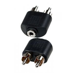 2-228, переходник 2 x RCA штекер - 3.5мм гнездо моно пластик