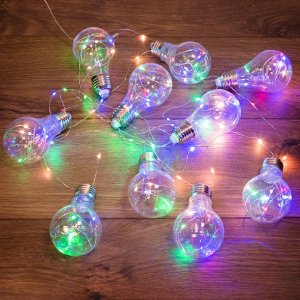 Гирлянда светодиодная "Ретро-лампы", 3 м, Мультиколор, питание 3хАА