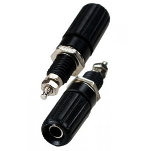 1-654, гнездо банан 45мм пластик на корпус черный (BP-119)