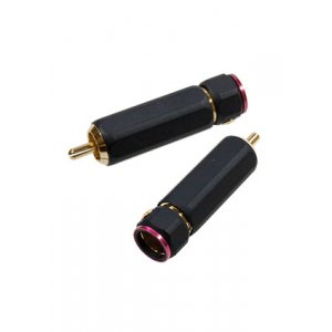 1-280G RED, штекер RCA  металл цанга на кабель до 11мм красный "позолоченный"