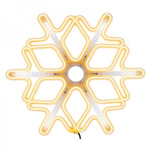 Фигура «Снежинка» из гибкого неона с эффектом тающих сосулек, 60х60 см, теплый белый/белый