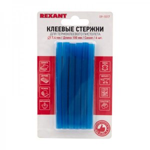 Клеевые стержни REXANT, Ø7 мм, 100 мм, синие, 6 шт., блистер     Новинка!