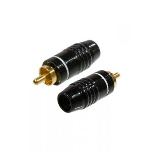 1-224G WHITE, штекер RCA металл на кабель белый 47мм "позолоченный"