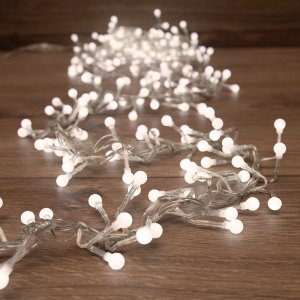 Мишура 6м, прозрачный ПВХ, 576 LED Белые, соединяется