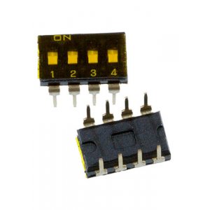 DI-F04, Dip переключатель гермет. 4 поз. 2.54мм 24В 25мА
