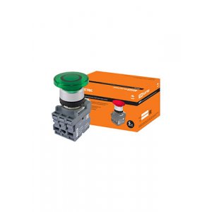 SQ0747-0031, МРМ1-11G(LED) кнопка грибовидная в сборе d40мм 220B 1з+1р зеленая