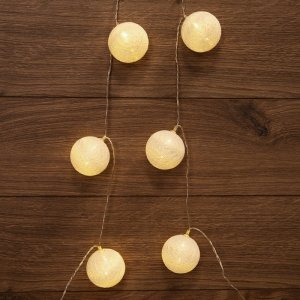 Тайские фонарики «Пломбир» 1,5 м, прозрачный ПВХ, 10 LED, теплый белый, питание 2 х АА