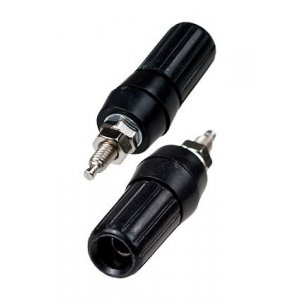 1-656, гнездо банан 45мм пластик на корпус с шайбой черный d 1.1мм