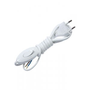 10026 ПЕРЕКЛЮЧАТЕЛЬ НА ШНУРЕ БЕЛЫЙ  С ВИЛКОЙ