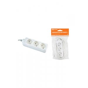 SQ1303-0200, У3, удлинитель 3 гнезда, 1,5м без заземления ПВС 2х0,75 мм2 10А/250В