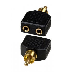 2-227G, переходник RCA штекер - 2 x 3.5мм гнездо стерео пластик "позол."