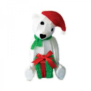 Синтетическая 3D фигура "Медвежонок с подарком ", 51 см,  36 светодиодов