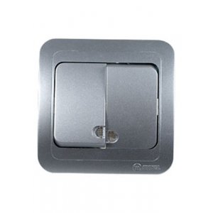 23423 ВЫКЛЮЧАТЕЛЬ  СКРЫТ.УСТ.2 КЛ. С ПОДСВЕТКОЙ (СЕРЕБ.)