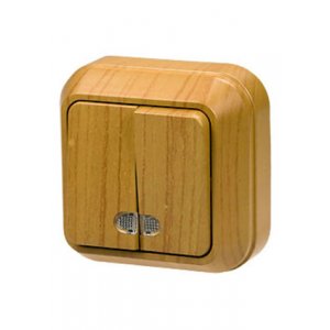 45323 ВЫКЛЮЧАТЕЛЬ ОТКР.УСТ.2 КЛ. (ДУБ) С ПОДСВЕТКОЙ